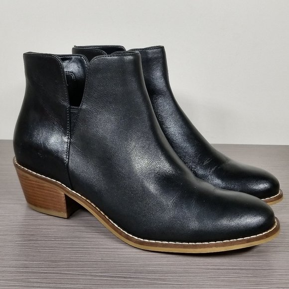 Cole Haan Abbot Cutout Ankle Booties, Black Leather, Womens Size 5.5 B - Picture 1 of 12